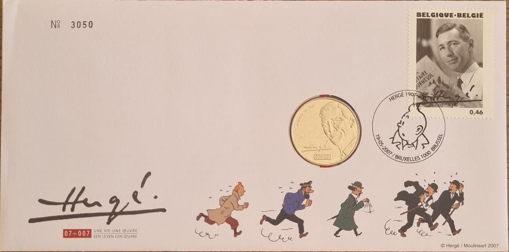 Hergé Tintin Tintin Lettre de chanson limitée 2007, Oblitéré, Affranchi, Avec enveloppe, Oblitération 1er jour