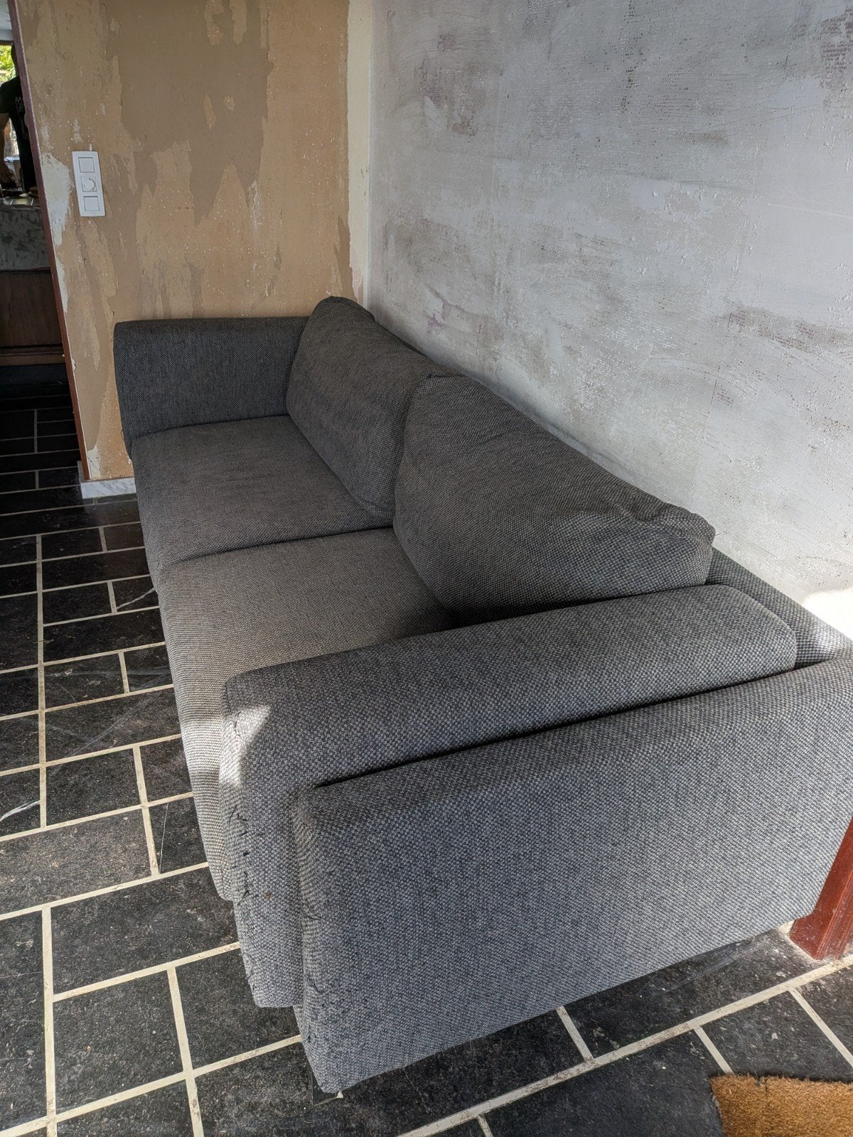 Canapé 3 places Nockeby Lejde gris foncé 251xp97xh82, 250 à 300 cm, Banc droit, Enlèvement, Utilisé