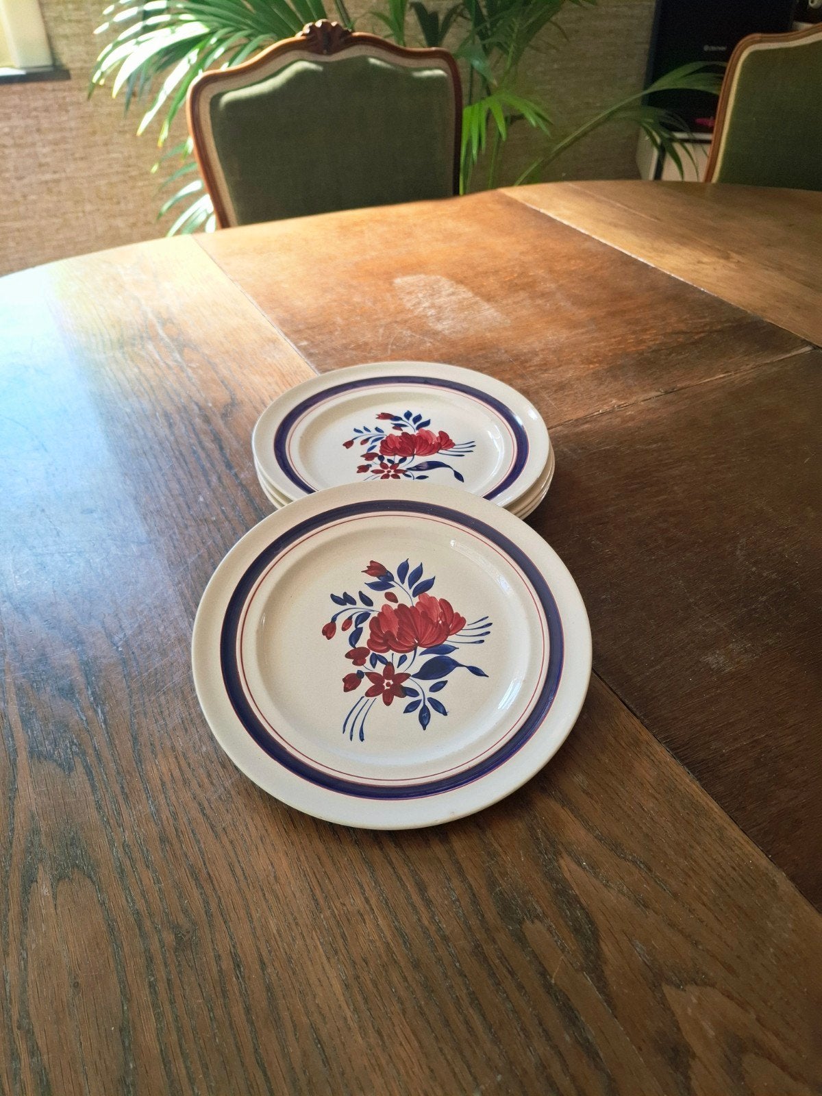 Vintage ontbijtborden Boch - set van 5, Antiek en Kunst, Ophalen of Verzenden