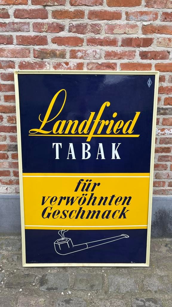 Emaille bord Landfried., Verzamelen, Merken en Reclamevoorwerpen, Ophalen, Zo goed als nieuw, Reclamebord