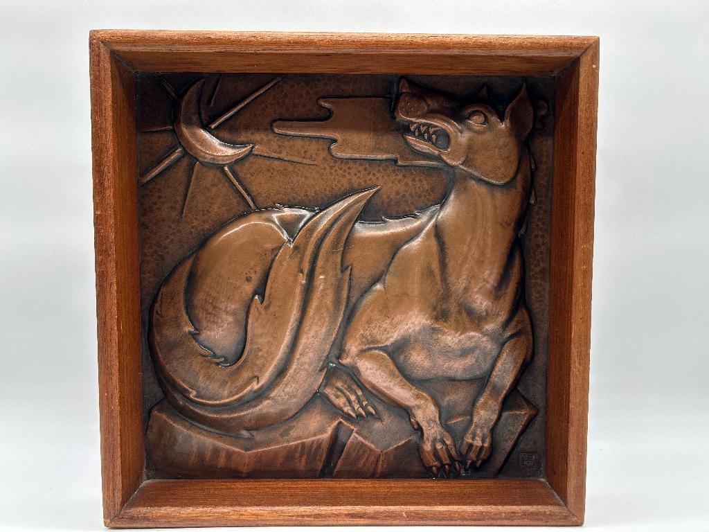 ART DECO bas-reliëf in koperwerk van Maredsous, Antiek en Kunst, Ophalen of Verzenden