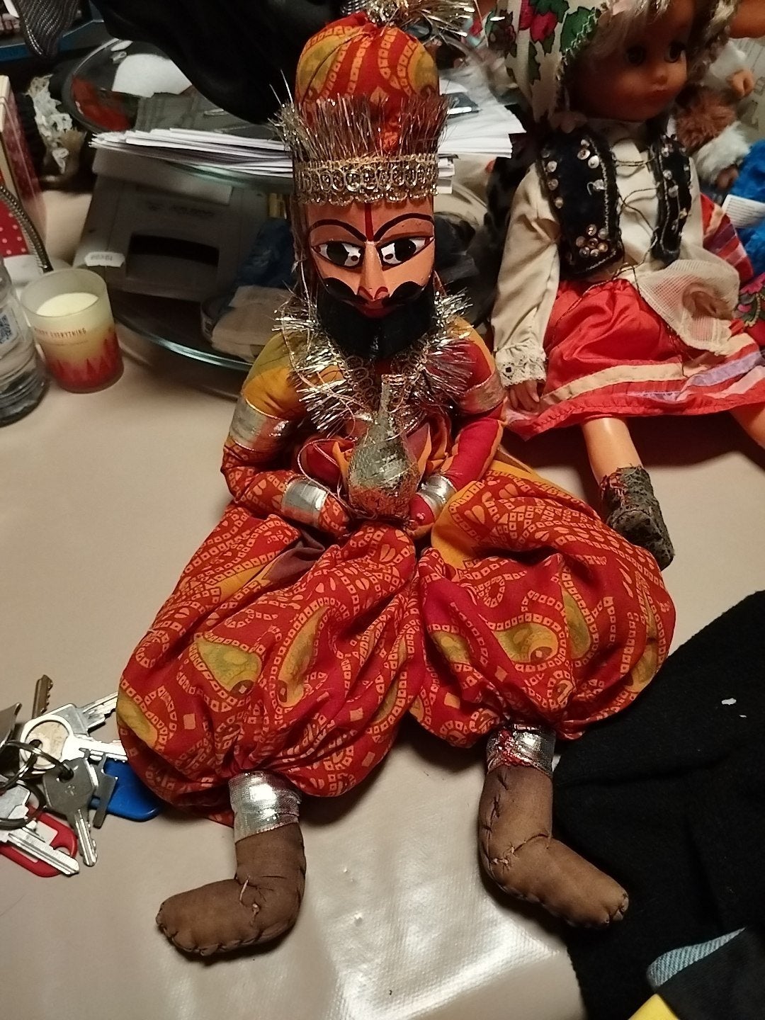 Oude Indiase kathputti marionet handgemaakte Slangenbezweer, Verzamelen, Ophalen