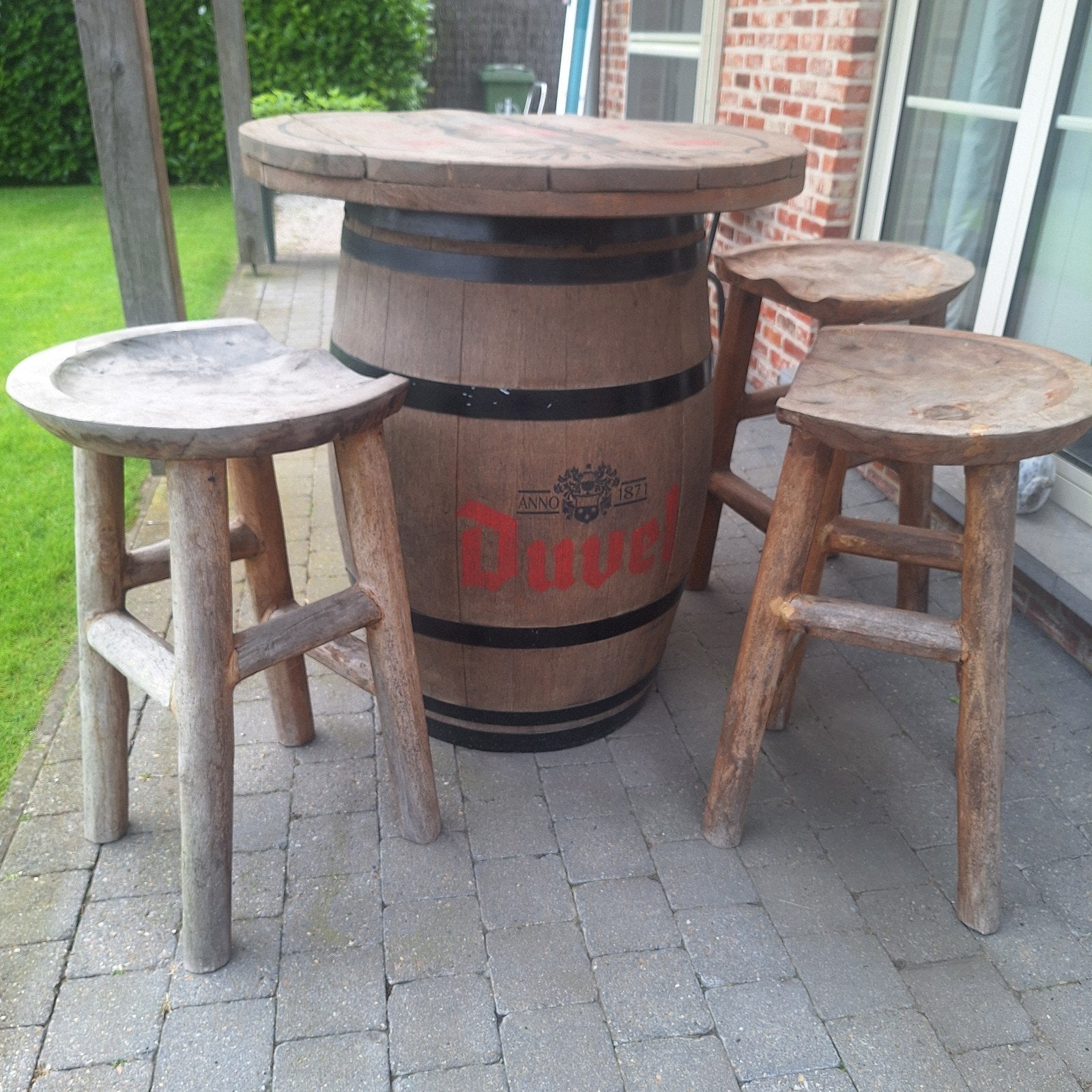 Duvel ton met 4 krukjes, Verzamelen, Ophalen, Duvel