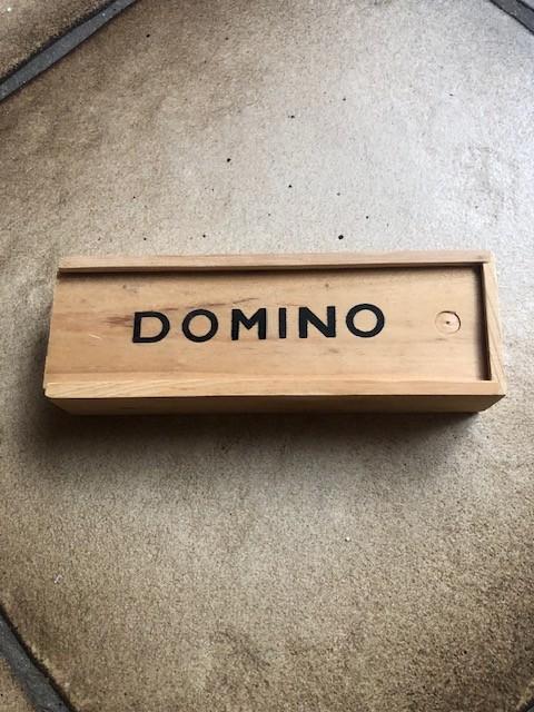 spel:domino in houten box in nieuwstaat !, Hobby en Vrije tijd, Ophalen of Verzenden, Nieuw, Gamma