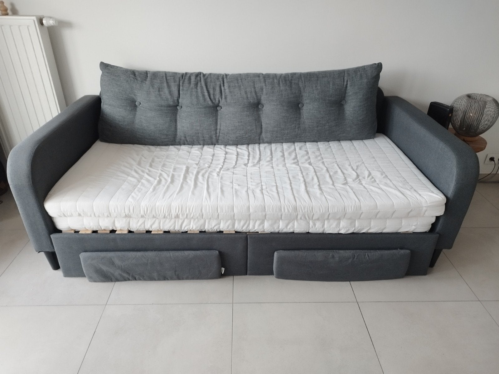 Canapé-lit 3 places, Maison & Meubles, 90 cm, Gris, 210 cm, Comme neuf