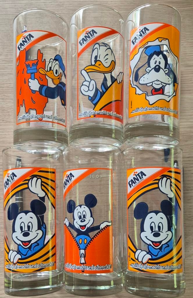Vintage Fanta glazen Met Disney personnages (1986-1987), Verzamelen, Ophalen
