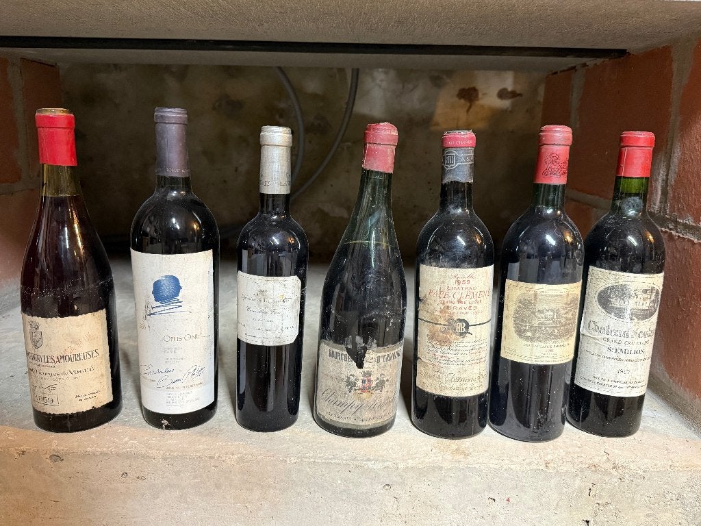 12 Bouteilles de vin anciennes et 1 champagne Dom Perignon, Collections, Enlèvement, Autres types