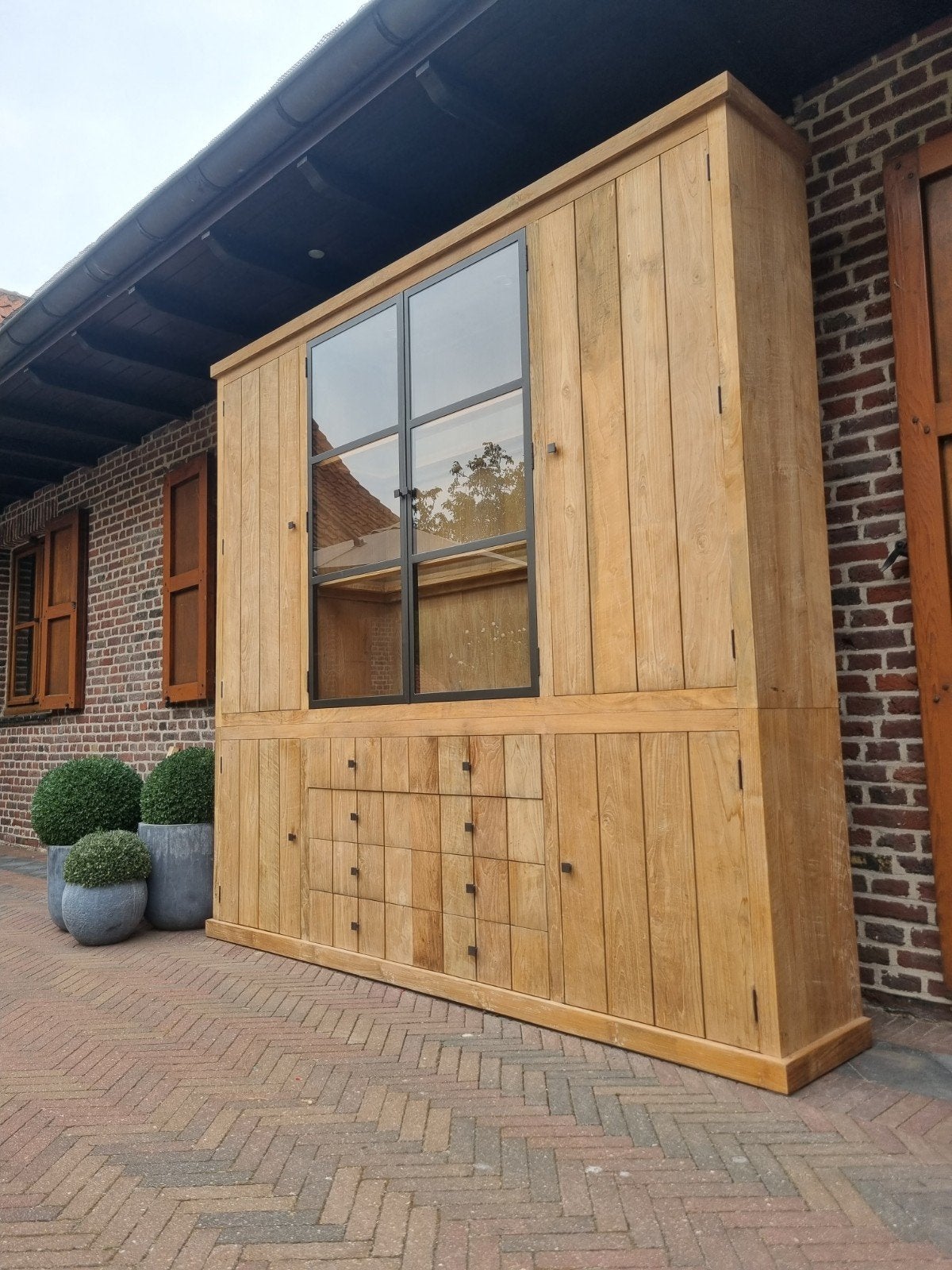Teak buffetkast/vitrinekast art.157/26, Ophalen, 200 cm of meer, ., 200 cm of meer