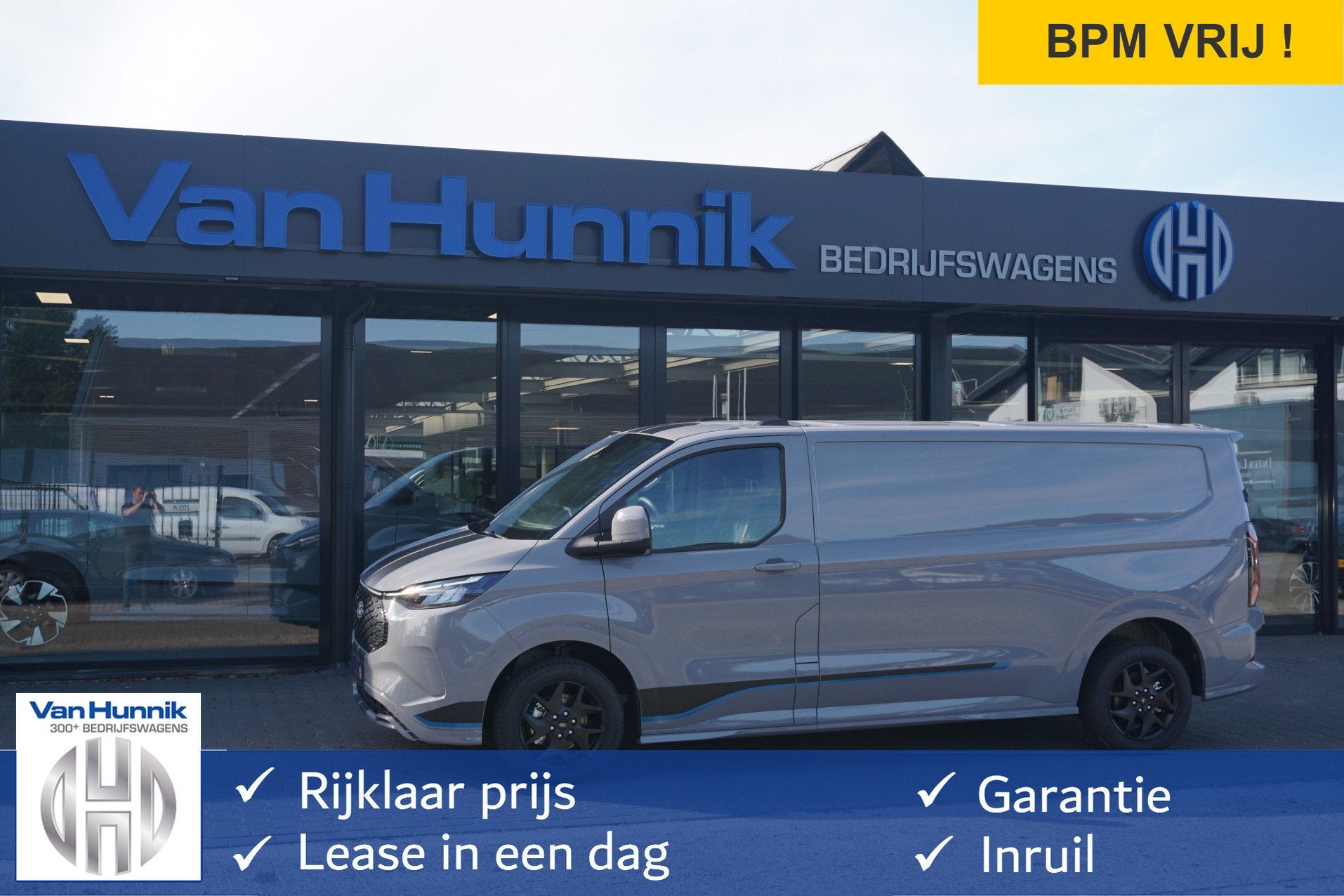 Ford Transit Custom 340L 218PK 71KWH Sport AUT Elektrisch Ap, Autos, Argent ou Gris, Achat, Volant chauffant, 2500 kg