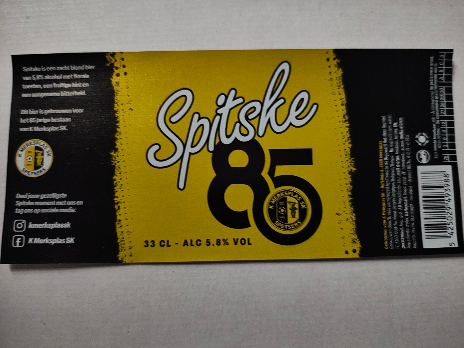 Étiquette de bière : SPITSKE 85 (The Nest), Collections, Enlèvement ou Envoi
