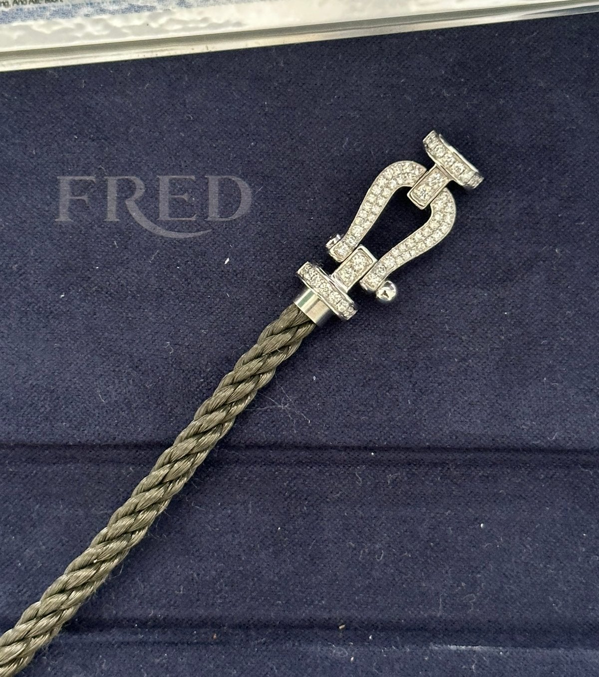 Bracelet FRED FORCE 10 full pavé or blanc 18k, Antiquités & Art, Enlèvement, Or