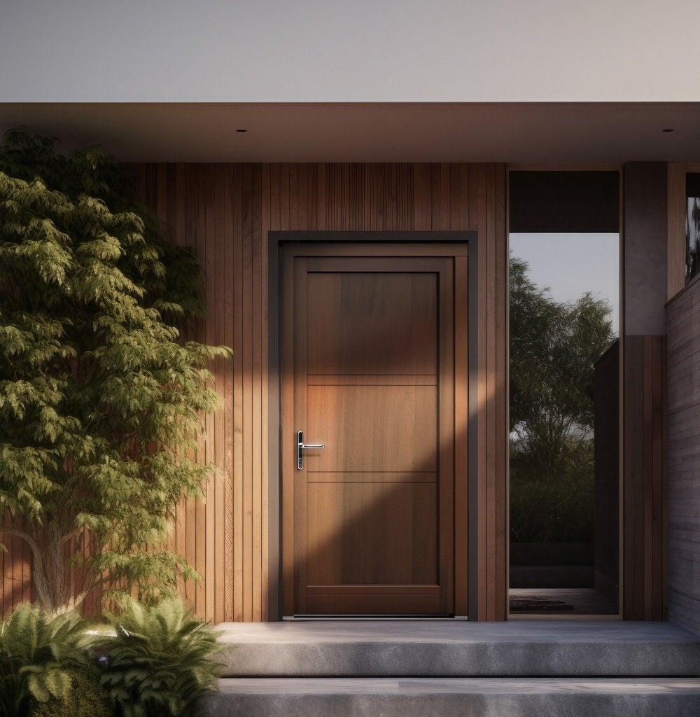 Porte d'entrée en bois 900 x 2100 mm sur mesure, placée, Bricolage & Construction, Enlèvement, Neuf, Autres essences de bois, Autres types