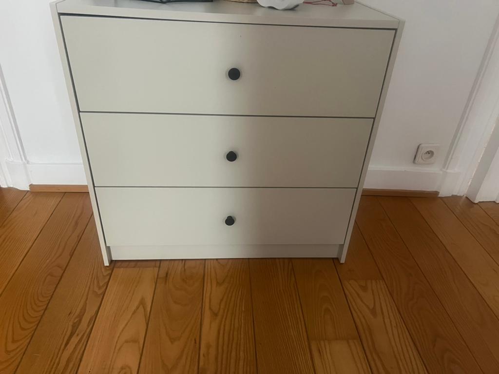 GURSKEN Commode 3 tiroirs, beige clair,69x67 cm, Maison & Meubles, Enlèvement ou Envoi, Utilisé