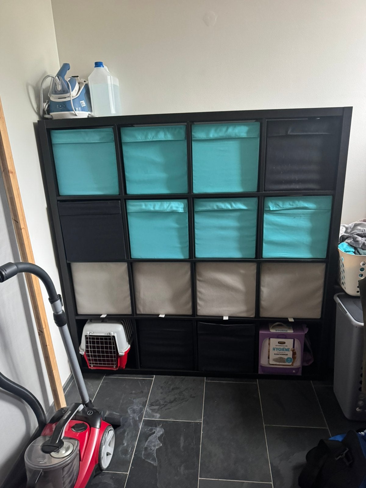 Kallax kast ikea met opbergboxen, Ophalen, Gebruikt