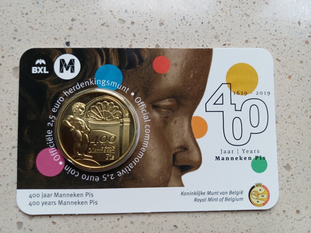 2 1/2 €  400 JAAR MANNEKEN PIS  (coincard), Postzegels en Munten, Ophalen of Verzenden, Losse munt