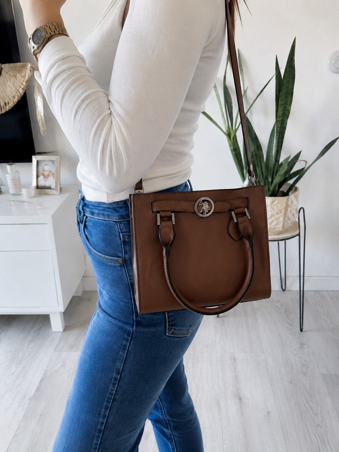 Nieuw | US Polo Assn. Handtas — Camel & Black, Ophalen of Verzenden, Zwart, Handtas