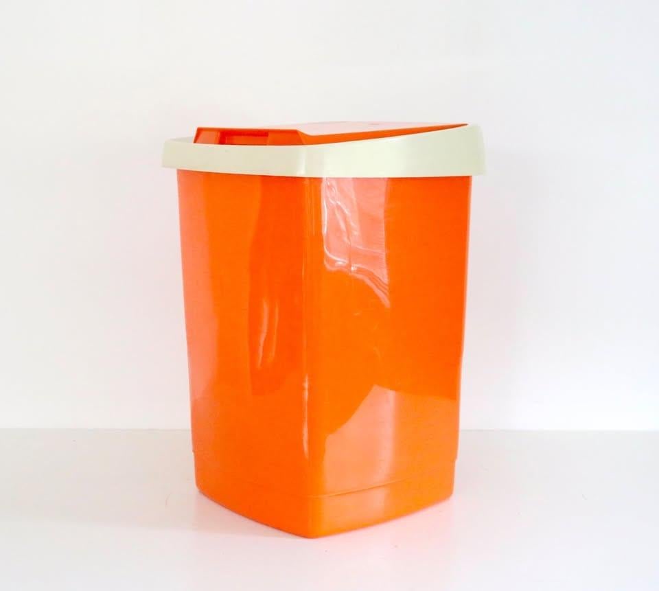 Grote vintage Space age Curver vuilbak - Seventies Retro, Ophalen
