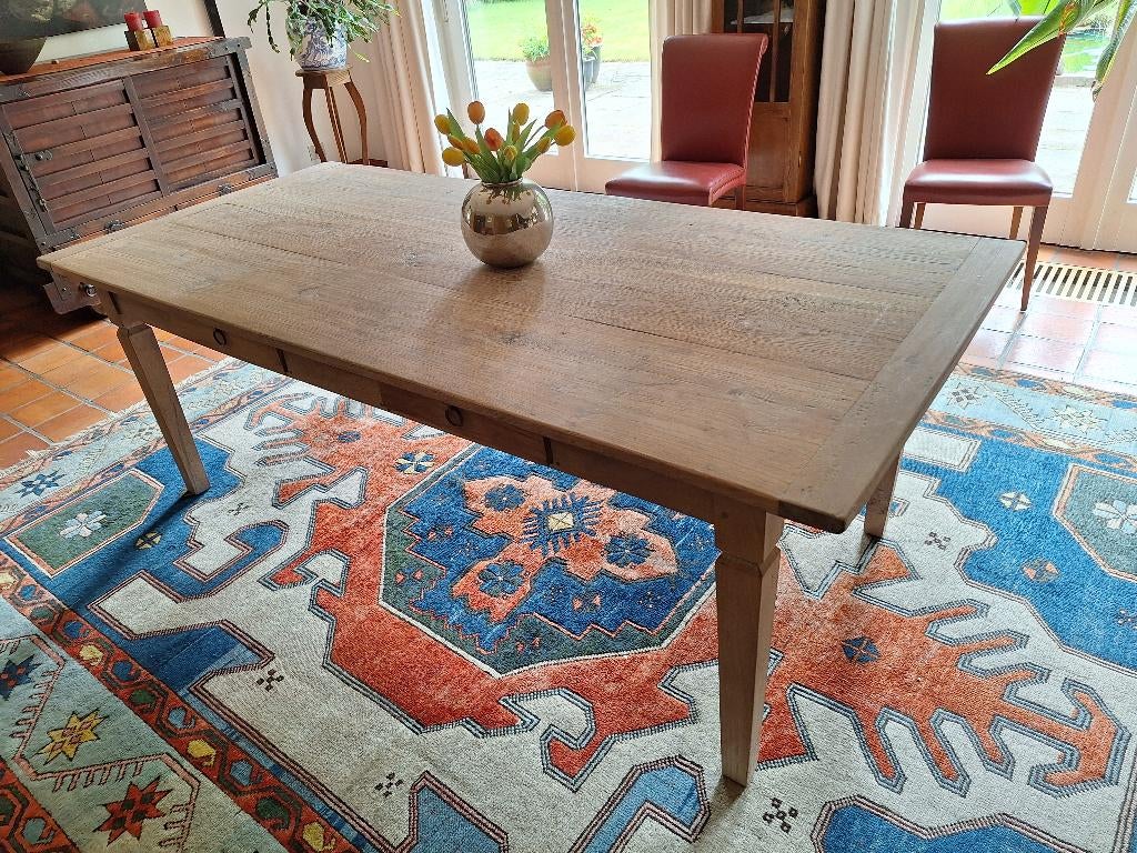 Eetkamertafel, Huis en Inrichting, Tafels | Eettafels, Ophalen, Gebruikt, Teakhout, 200 cm of meer