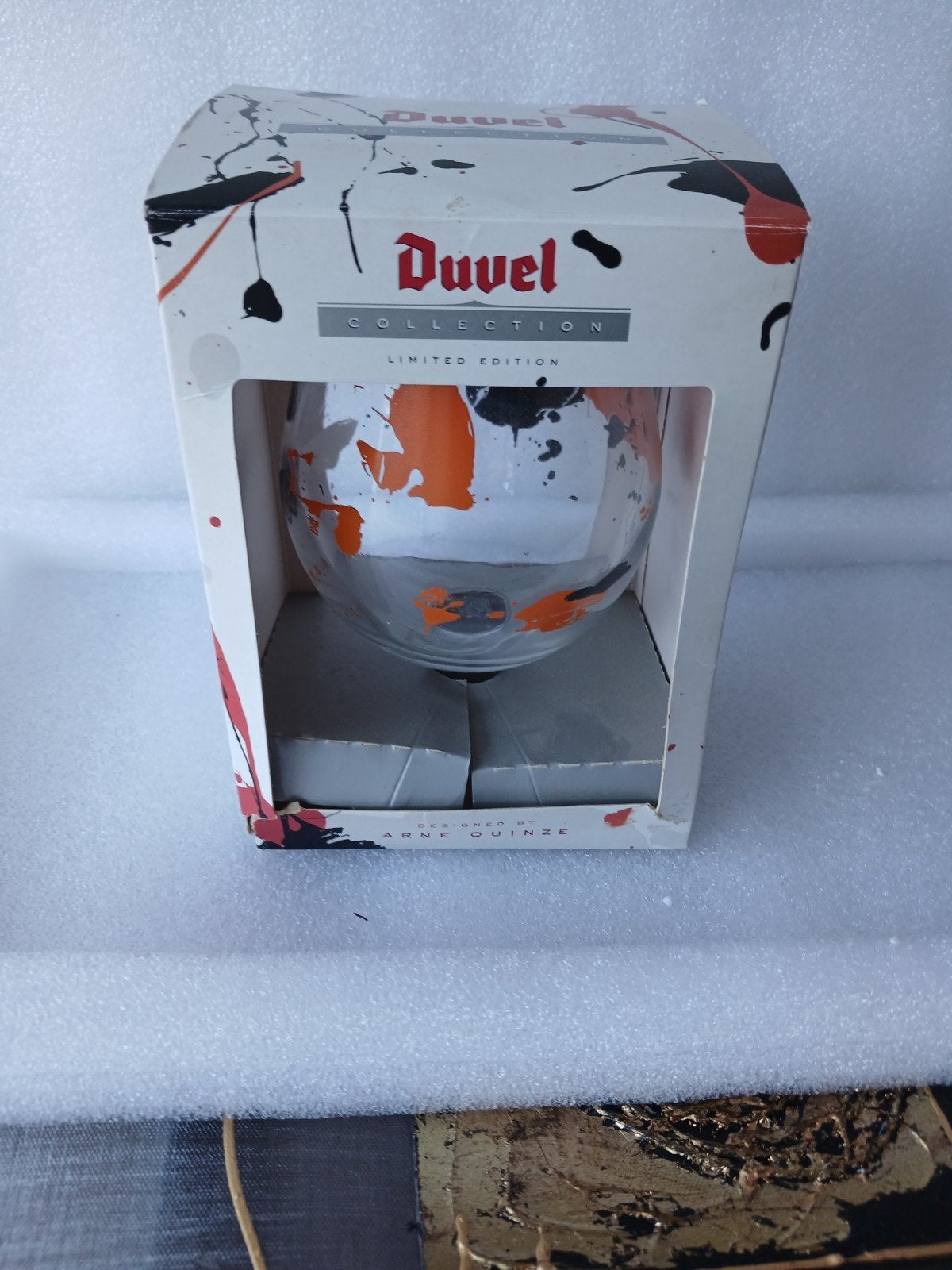 Duvel Collection glas Arne Quinze met doos, Verzamelen, Ophalen of Verzenden, Gebruikt, Bierglas