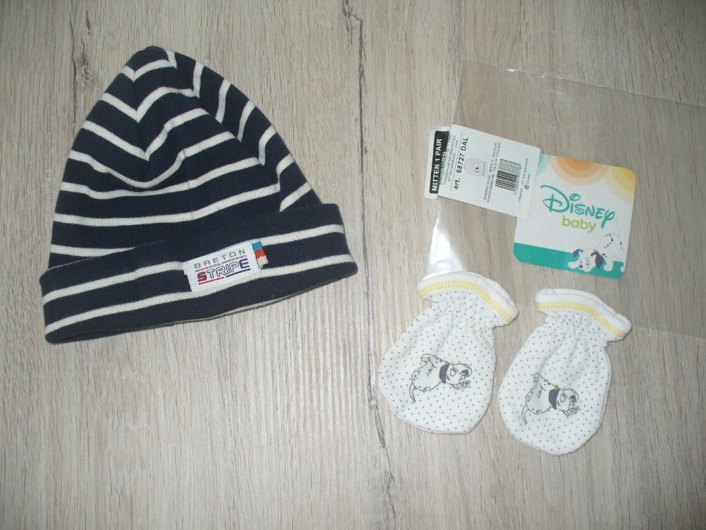 Setje: Babymutsje + krabwantjes, Enfants & Bébés, Vêtements de bébé | Bonnets, Écharpes & Moufles, Enlèvement ou Envoi, Comme neuf