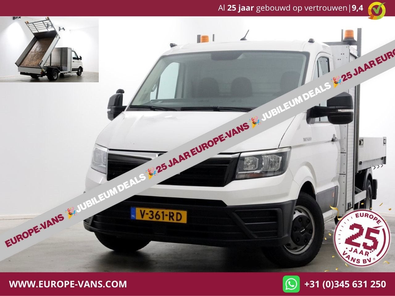 MAN TGE 5.180 2.0 177pk E6 L2H1 Kipper Dubbel Lucht Trekhaak, Auto's, Bestelwagens en Lichte vracht, Wit, Bedrijf, Electronic Stability Program (ESP)