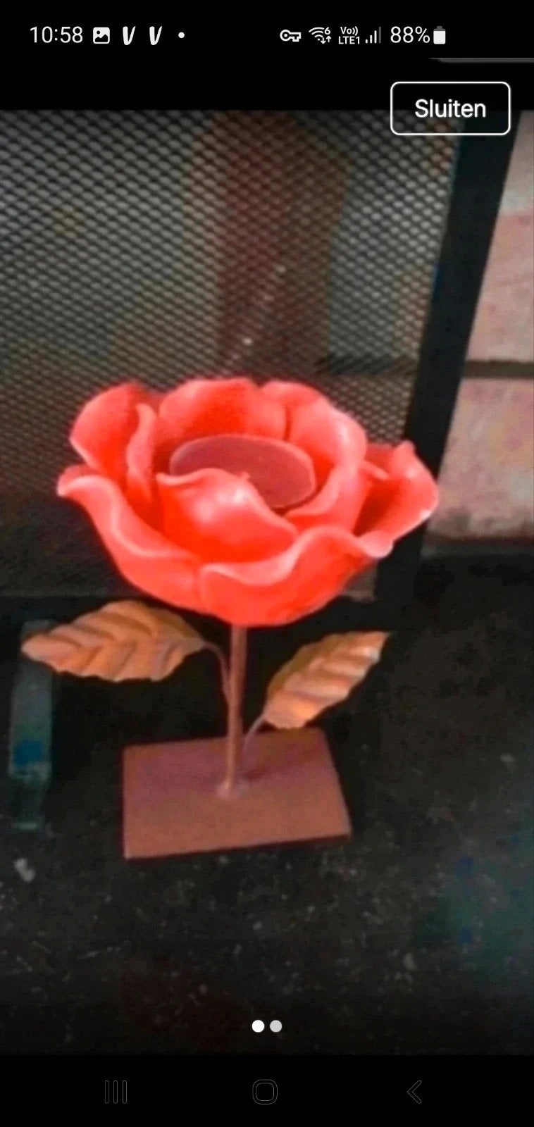 belle rose en fer avec bougie, Enlèvement ou Envoi, Comme neuf