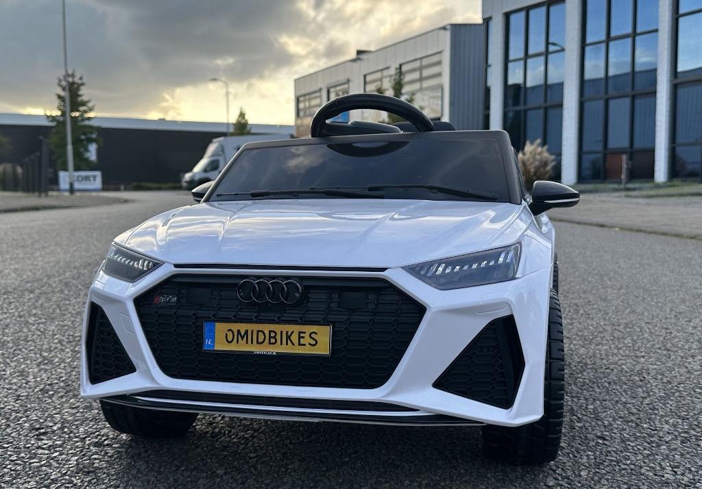 Kinder Auto Audi RS6 12v wit +RC / Leder / Rubberband NIEUW, Kinderen en Baby's, Ophalen of Verzenden, Nieuw
