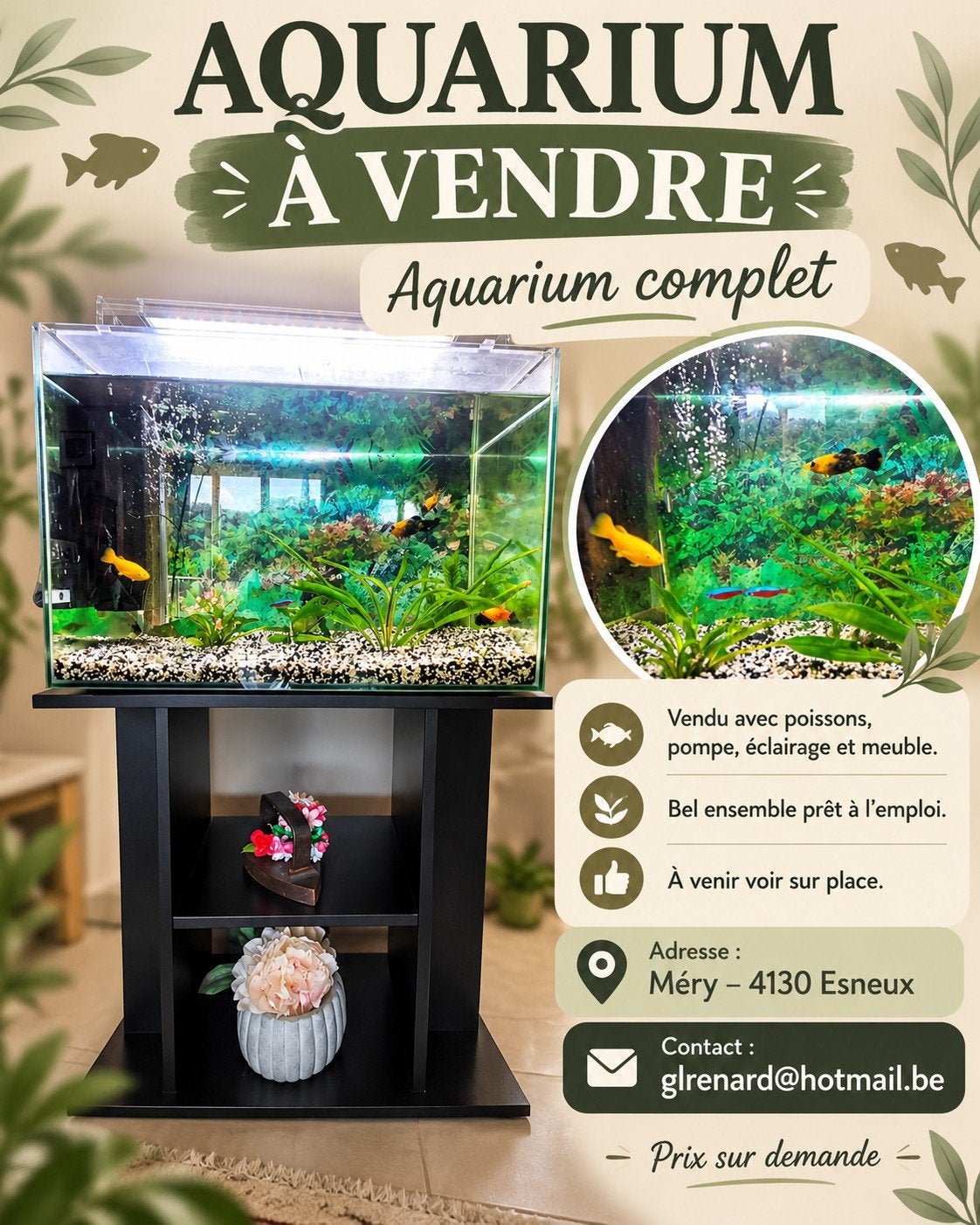 Aquarium complet à vendre, Enlèvement, Éclairage