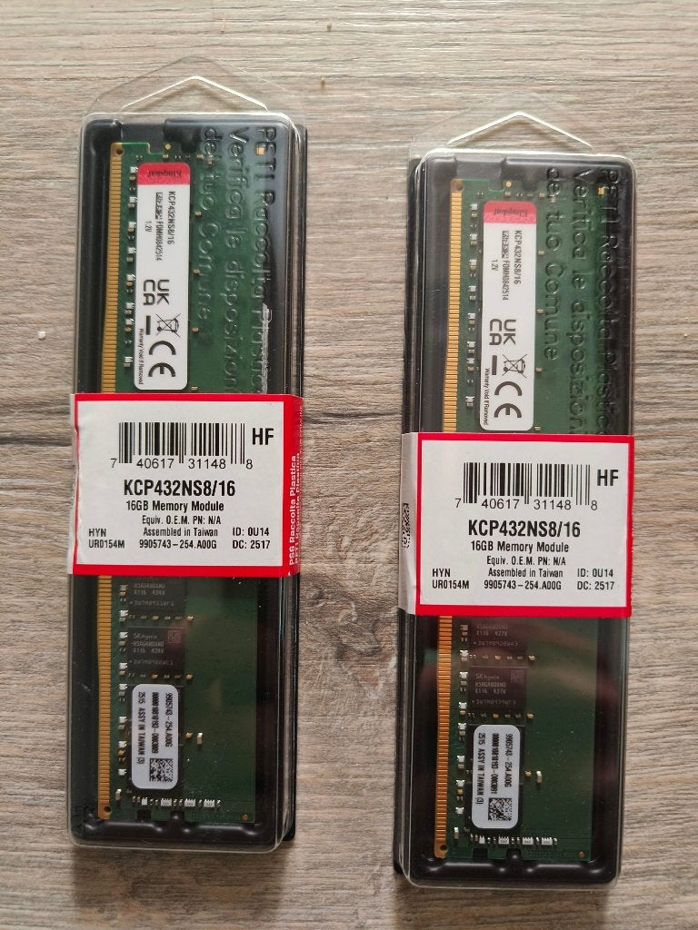 Kingston 2 x 16 GB DDR4 RAM 3200MT/s, Computers en Software, RAM geheugen, Ophalen, DDR4, Nieuw, Desktop