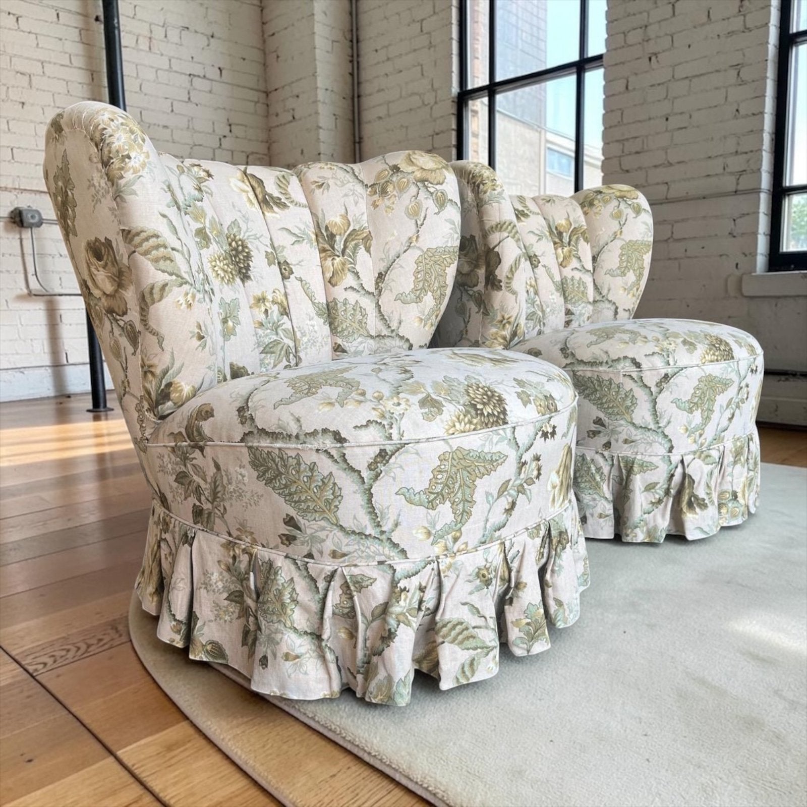 Set van 2 vintage gebloemde fauteuils / cocktail stoelen, Ophalen