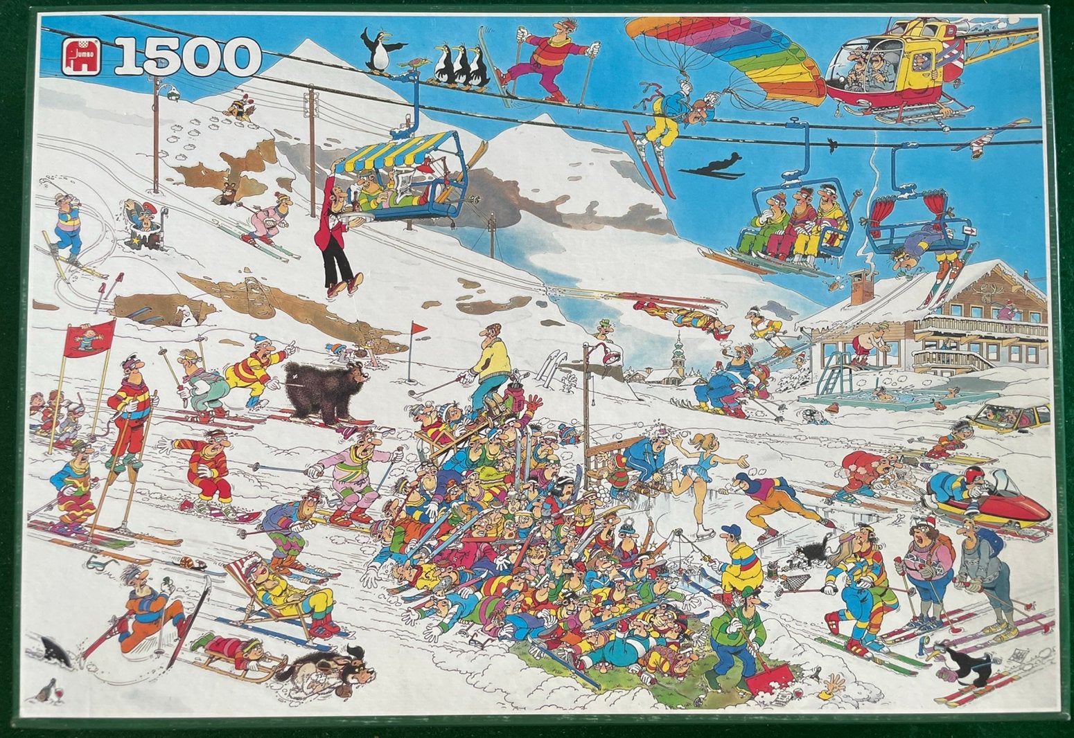 Jan van Haasteren 1500 stukjes- wintersport, break a leg, Ophalen of Verzenden, Gebruikt