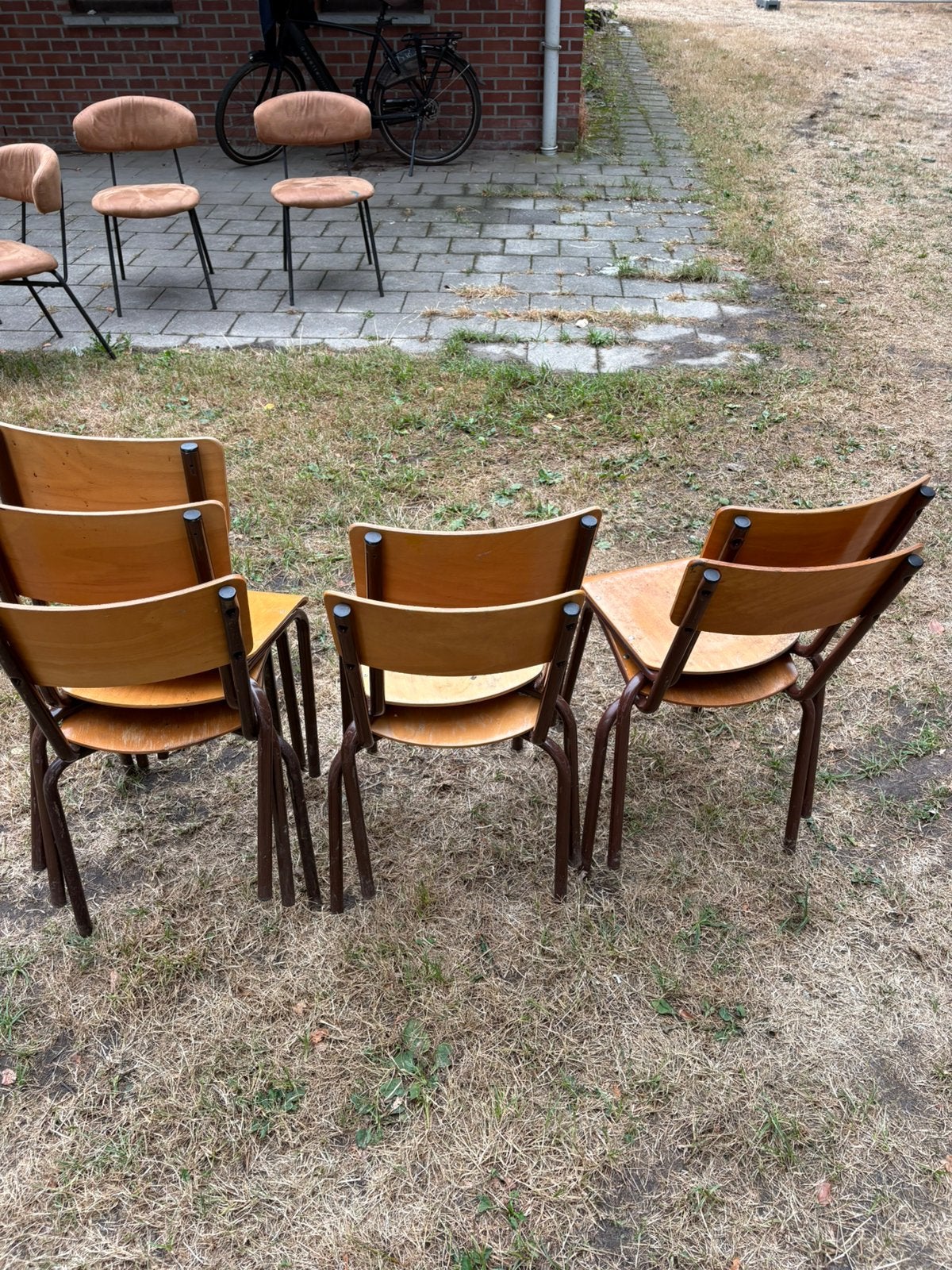 Houten stoelen, Huis en Inrichting, Ophalen, Gebruikt, School, Bruin