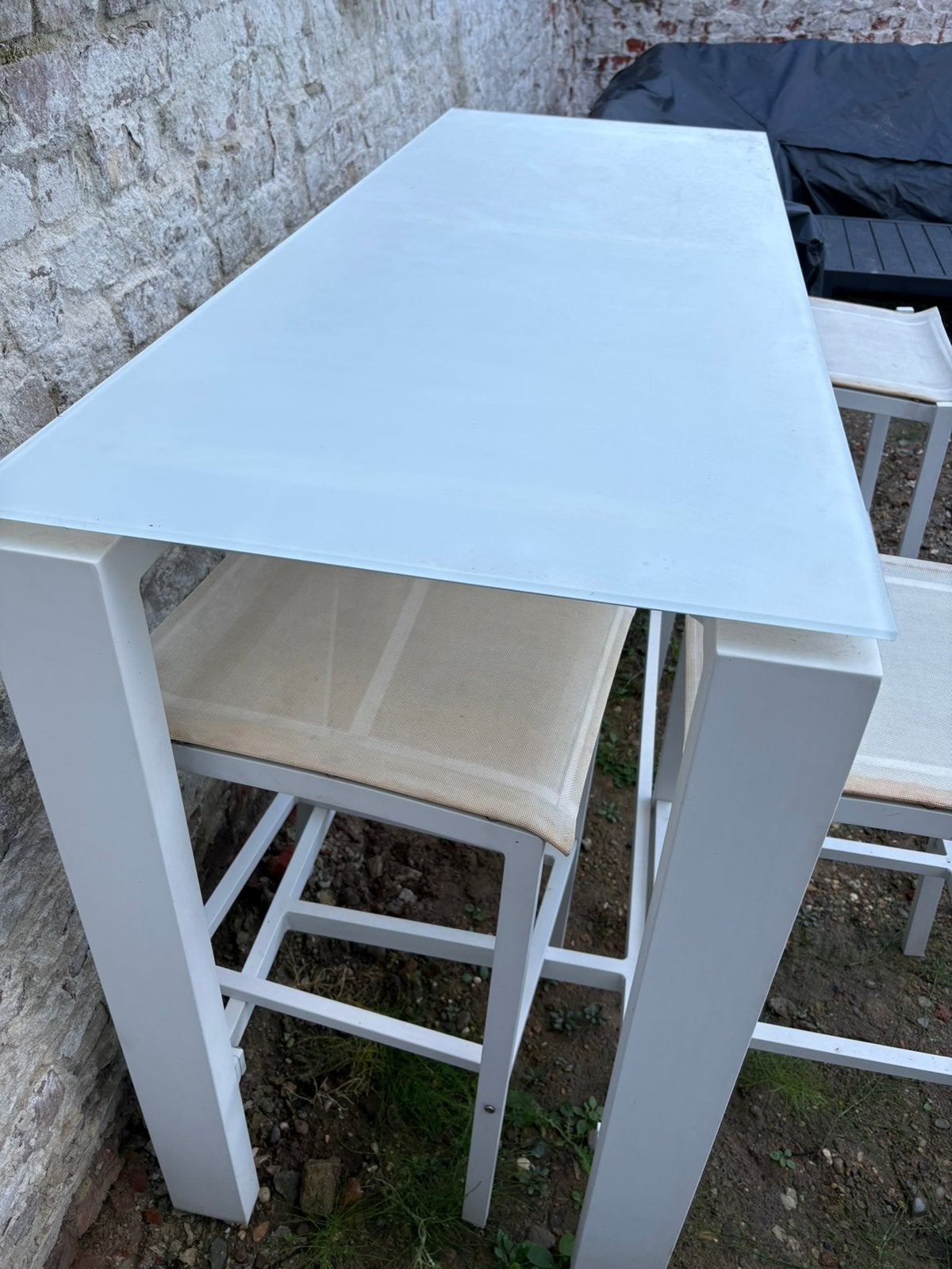 Hoge tuintafel met stoelen, Tuin en Terras, Ophalen, Gebruikt