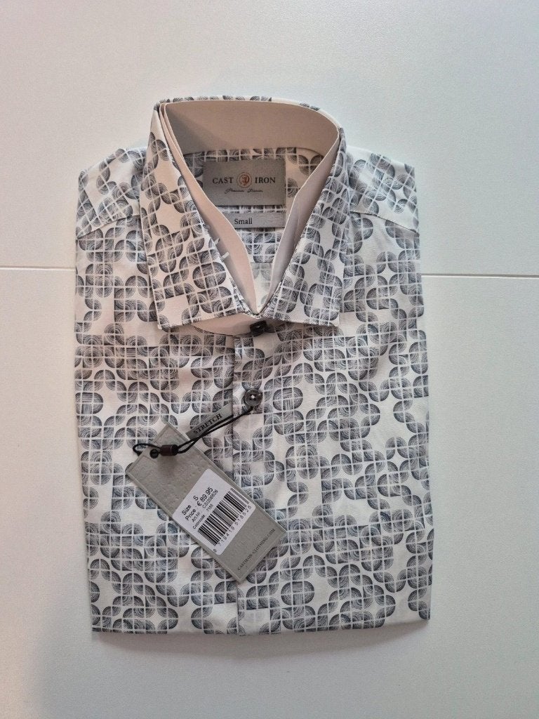 Cast Iron | longsleeve polo | wit > grijs | S | nieuw, Vêtements | Hommes, Neuf, Enlèvement ou Envoi, Blanc, Cast Iron