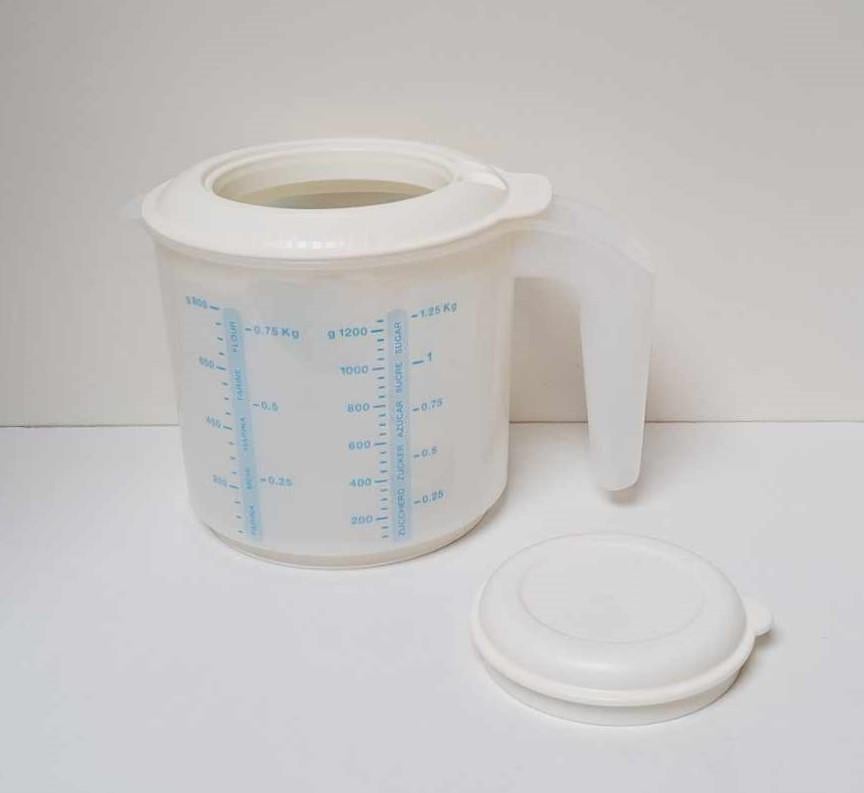 Tupperware™ « Maatkan » 1,25 liter - wit en blauw, Huis en Inrichting, Keuken | Tupperware, Zo goed als nieuw, Bak of Kom, Blauw