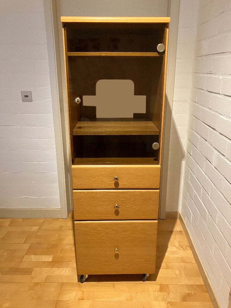 mooi eiken vitrine kastje, Ophalen, Minder dan 50 cm, 100 tot 150 cm, Eikenhout