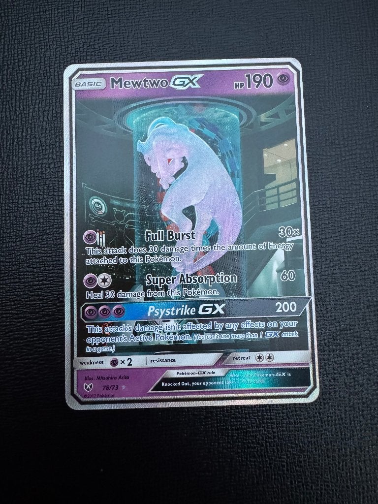 Mewtwo gx shining legends, Ophalen, Zo goed als nieuw, Losse kaart, Foil