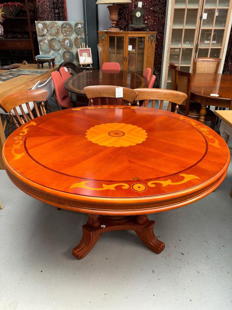 Table ronde asiatique en marqueterie, Antiquités & Art, Enlèvement ou Envoi
