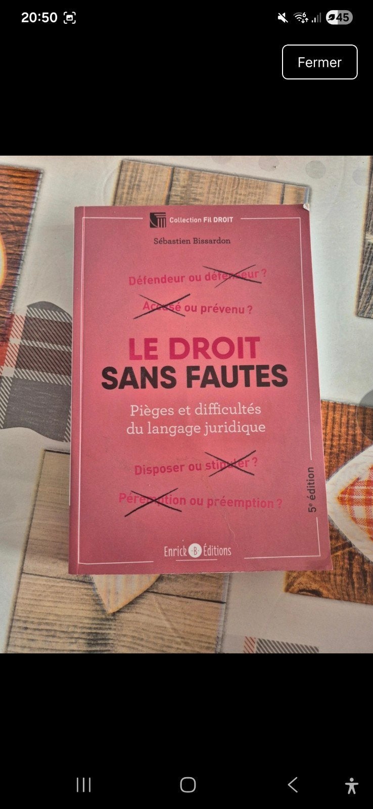 Le droit sans fautes, Livres, Enlèvement ou Envoi