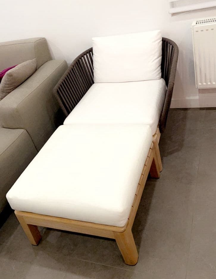 Tribù mood zetel met tafel/poef, Tuin en Terras, Ophalen, Zo goed als nieuw, Teakhout