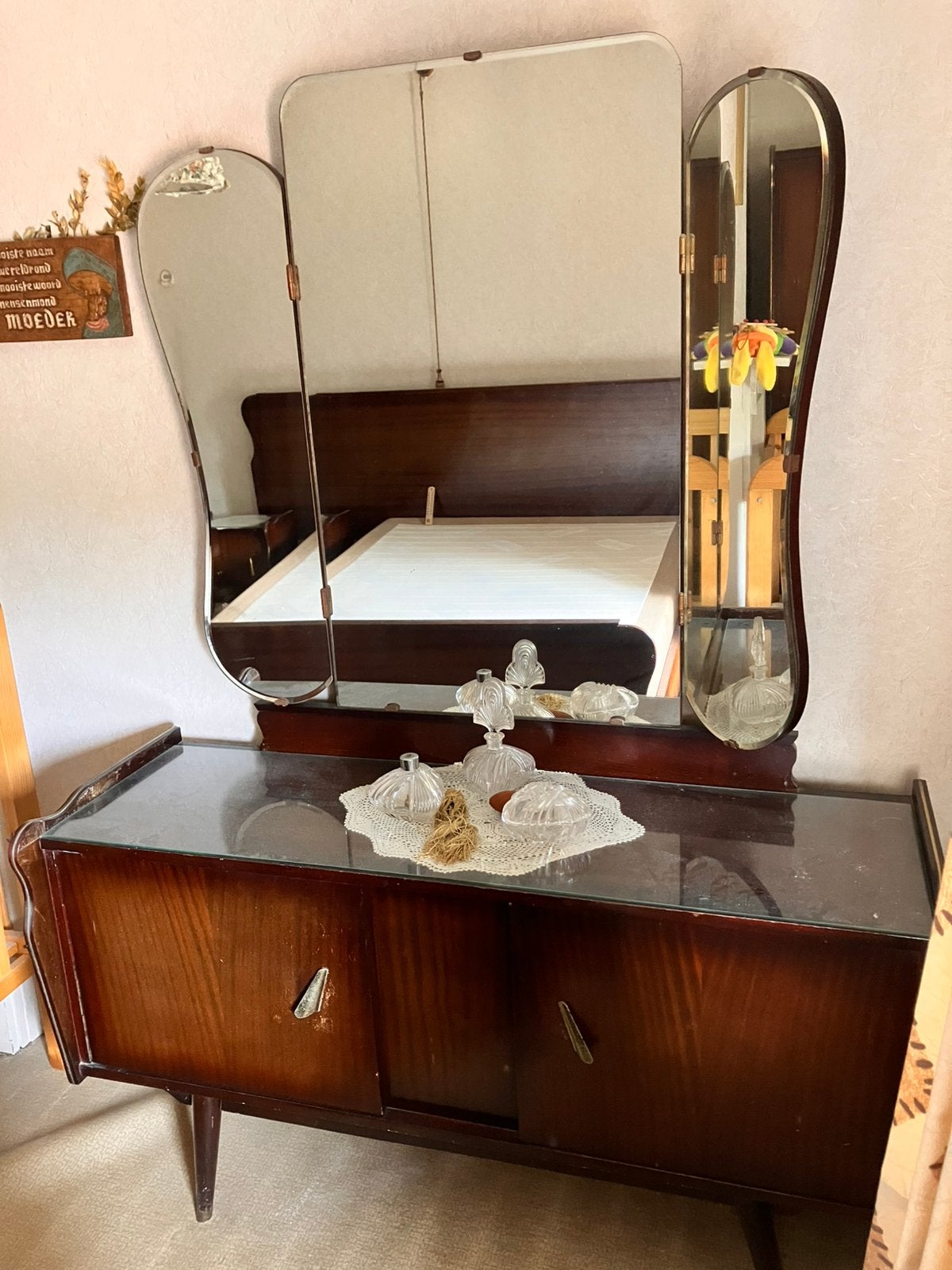 Vintage beautytafel, Ophalen, Gebruikt, 100 tot 150 cm, Vintage