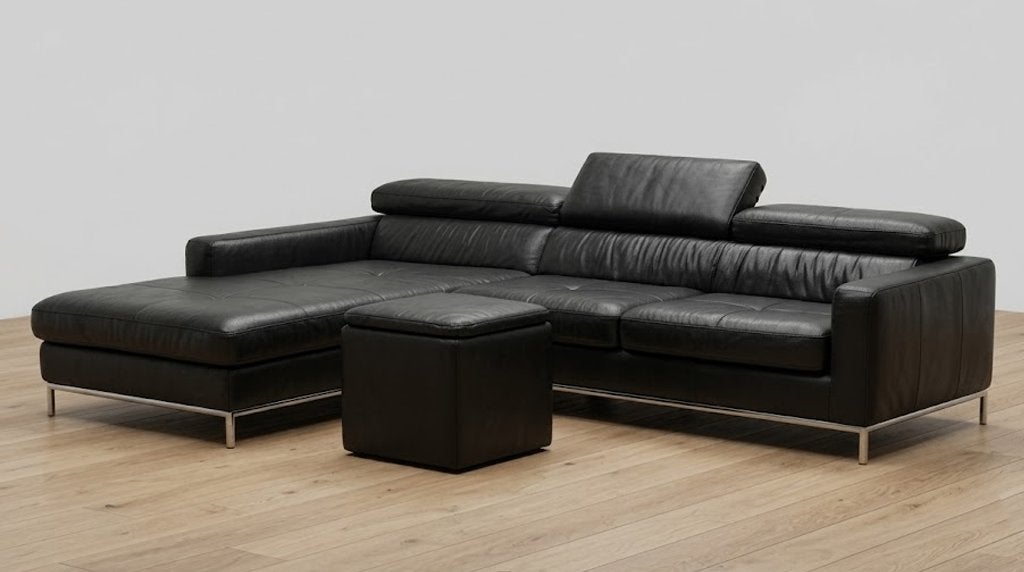 Leren Zetel, Huis en Inrichting, Zetels | Zetels, Ophalen, Gebruikt, 100 tot 125 cm, 150 tot 200 cm
