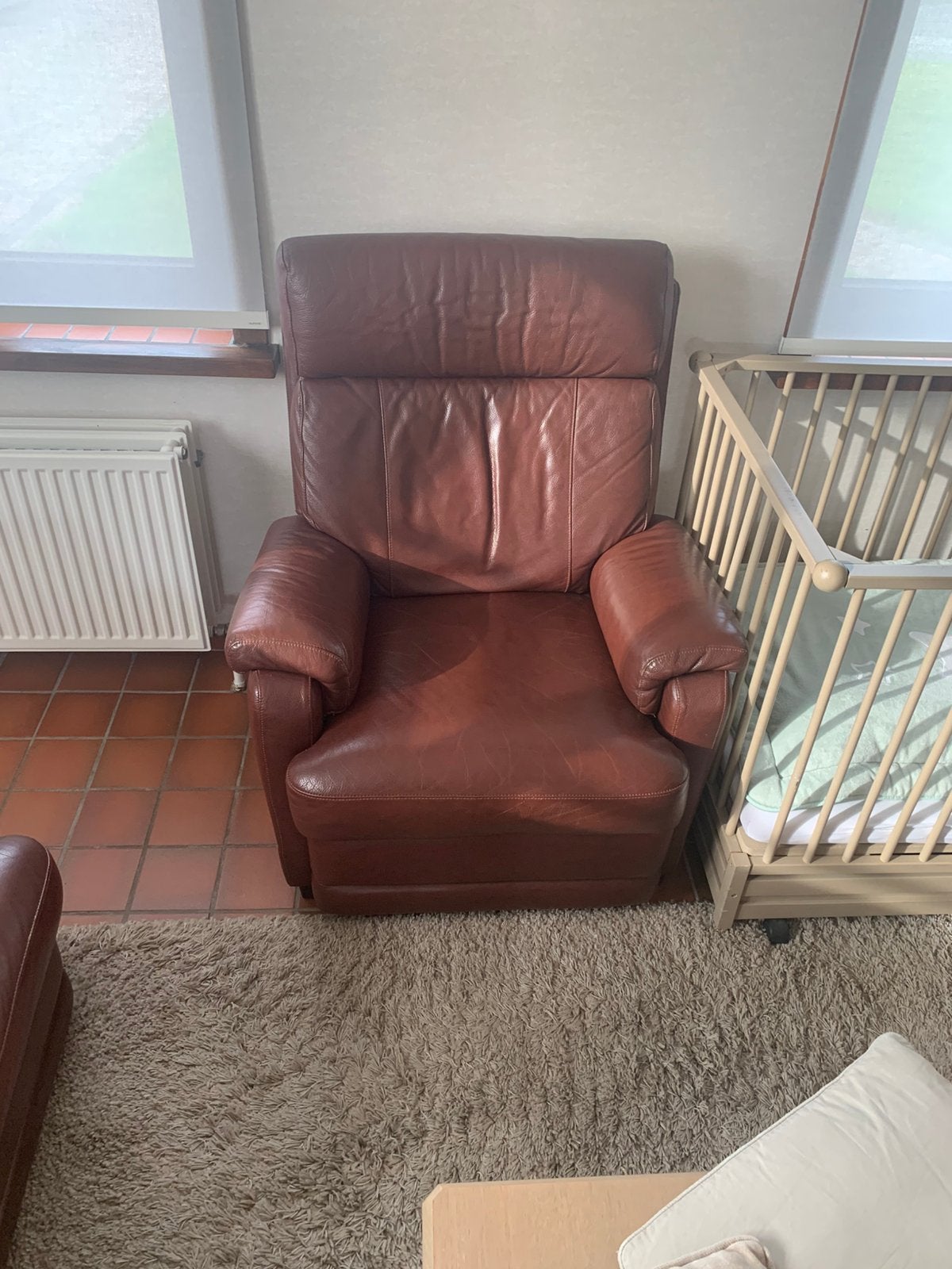 Salon in leder-gratis, Ophalen, Gebruikt, 150 tot 200 cm, Rechte bank