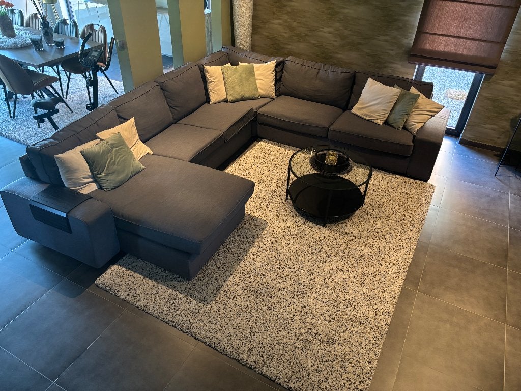 Zitbank salon + vloerkleed, Huis en Inrichting, Ophalen, Gebruikt, Hoekbank, 300 cm of meer
