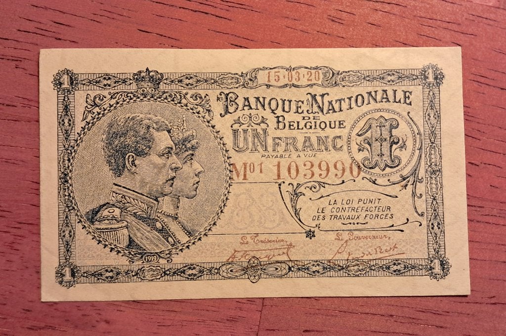 1 franc 1920 - billet unc, Envoi, Billets en vrac