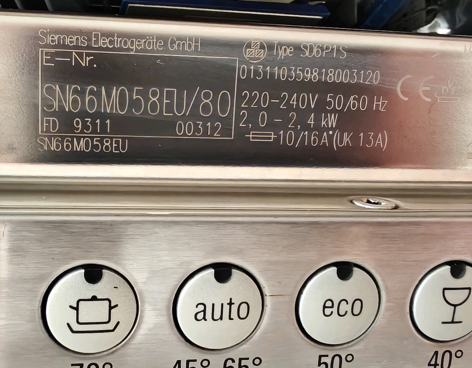 Lave-vaisselle Siemens SN66M058EU SpeedMatic — défectueux (z, Electroménager, Lave-vaisselle, Encastré, Enlèvement, Ne fonctionne pas