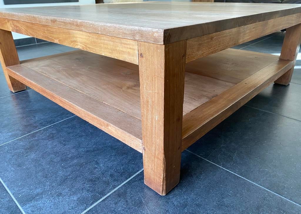 Teak salontafel 110x110x40, Teck, 100 à 150 cm, Moins de 50 cm, 100 à 150 cm
