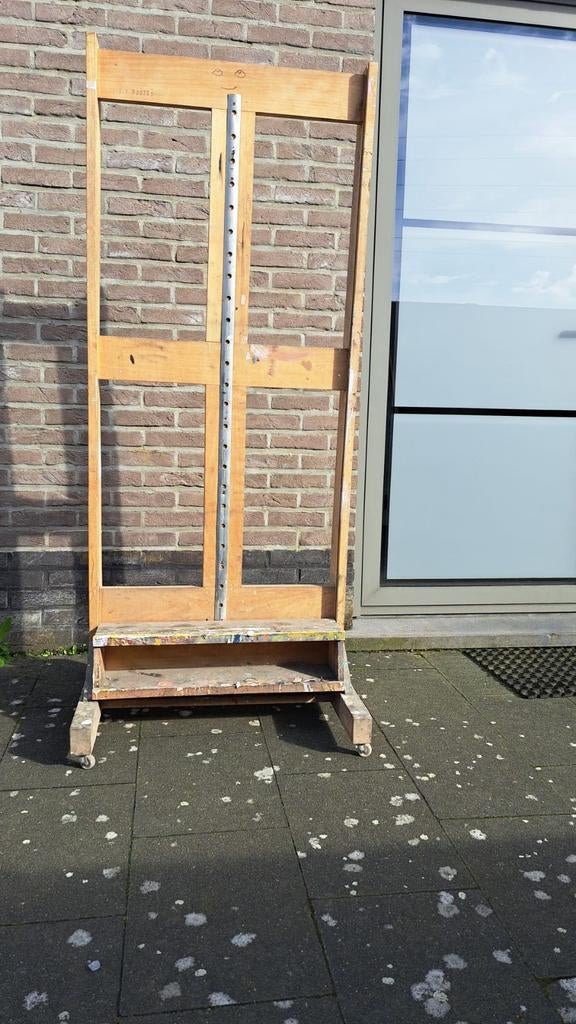 Vintage verstelbare schildersezel - houten atelier ezel, Ophalen