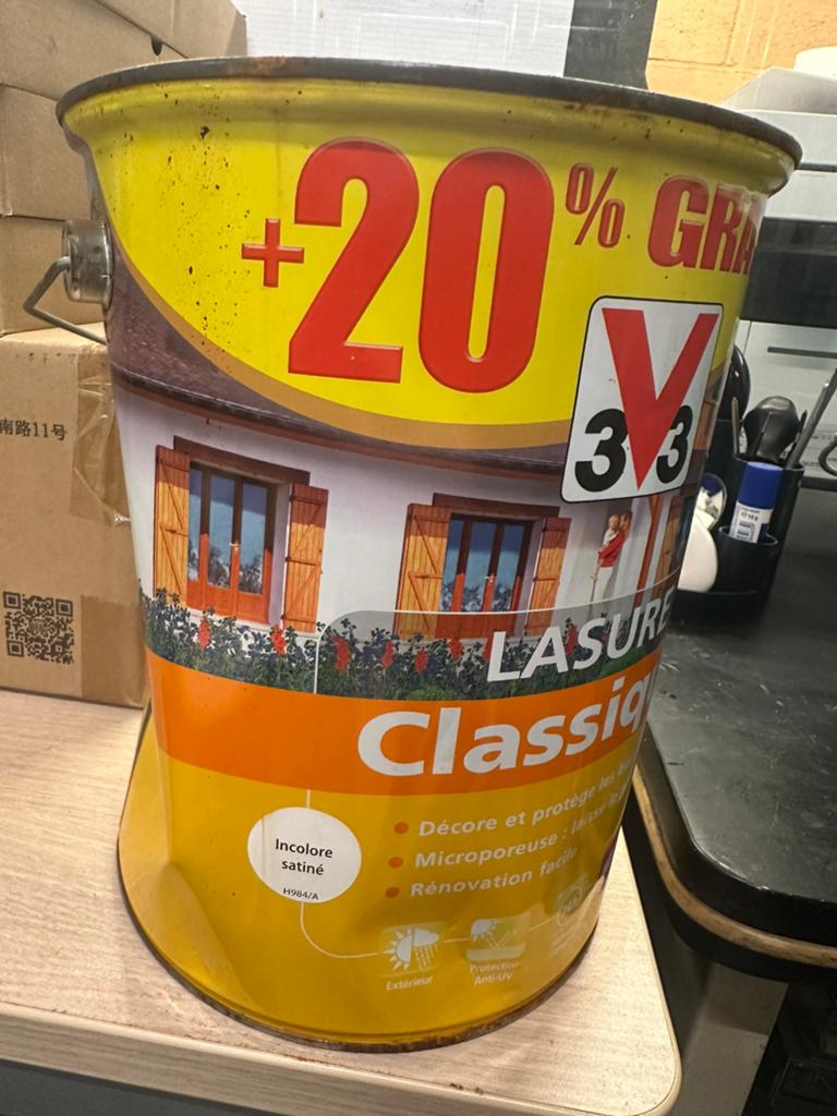 V33 — LASURE CLASSIQUE 5L + 20% GRATUIT, Enlèvement, Comme neuf