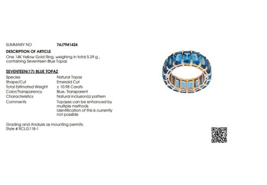 Eternity ring 14K goud – 17 blauwe topazen, Handtassen en Accessoires, Ringen, Geel, Goud, Ophalen of Verzenden